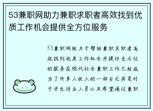 53兼职网助力兼职求职者高效找到优质工作机会提供全方位服务