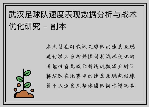 武汉足球队速度表现数据分析与战术优化研究 - 副本